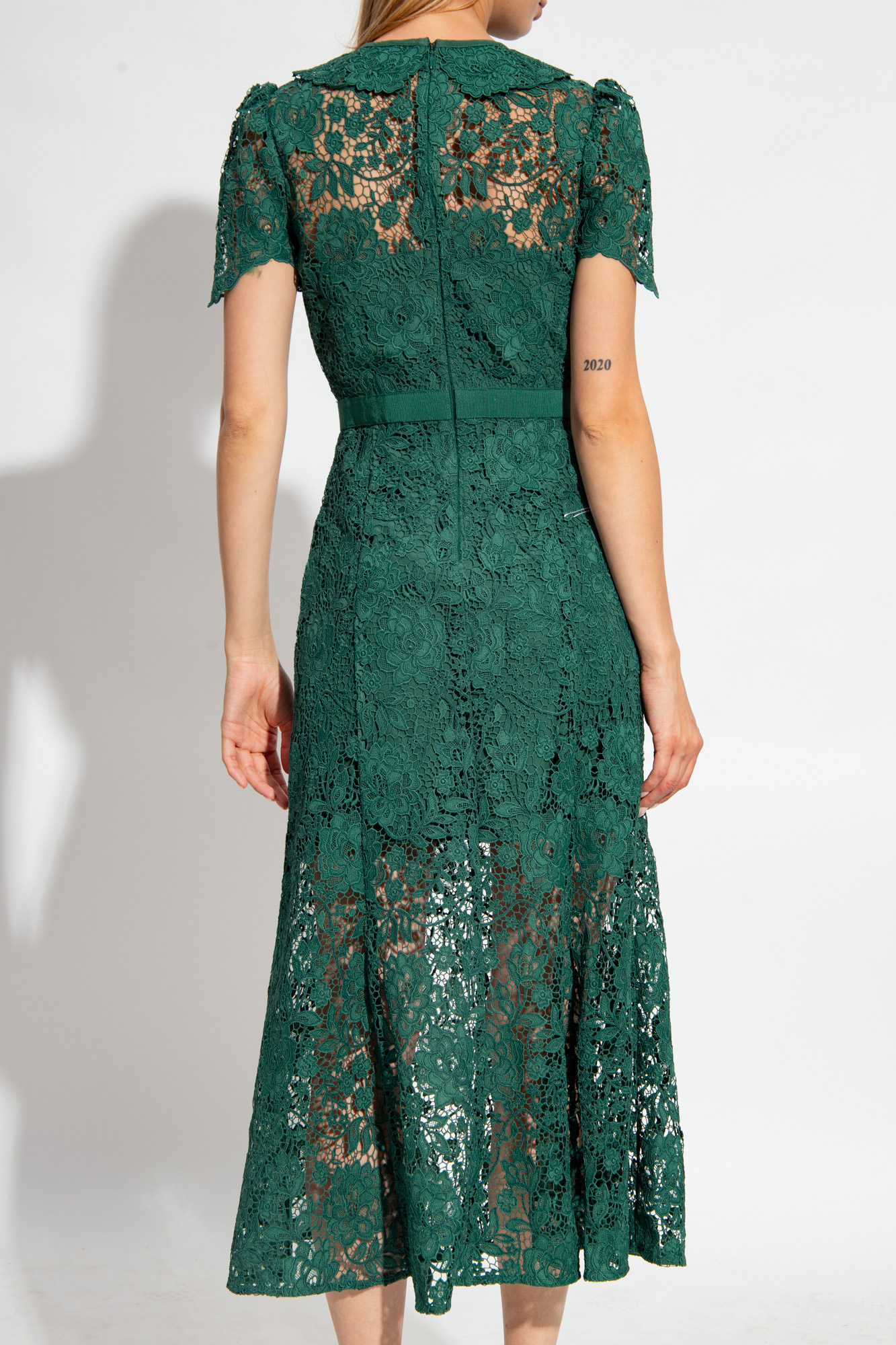HARPER SILK STRETCH MAXI DRESS CRANE OLYMPIC - Green Lace
